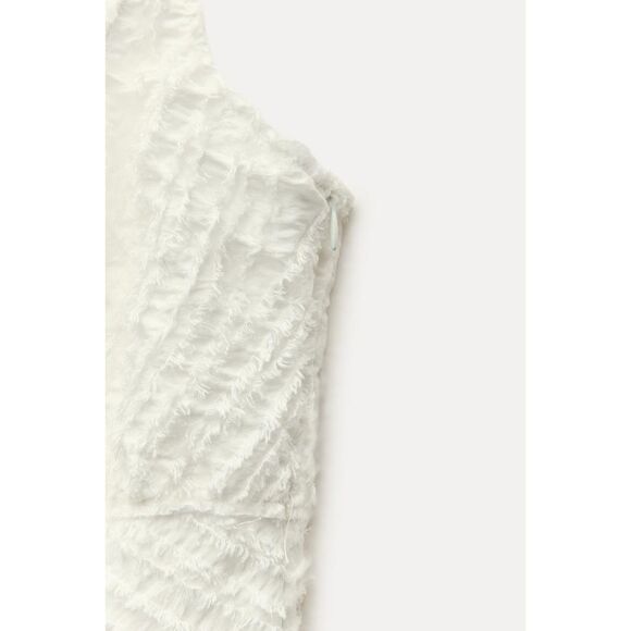 White Zara Jacquard Textured Spaghetti Strap Midi Dress (NWT) - Picture 7 of 11
